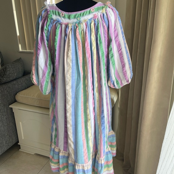 Ramona Rull 70’s Multicolor Cotton mirrors dress 1X - Picture 3 of 7
